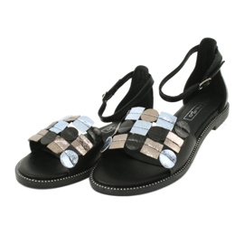 Sandales en cuir Filippo DS1286 / 20 MLT le noir gris jaune 2