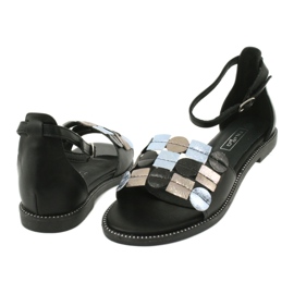Sandales en cuir Filippo DS1286 / 20 MLT le noir gris jaune 3