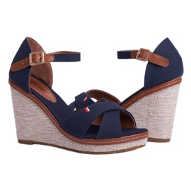 SEA Sandales Sur Compensées Pour Femmes Bleu LaMane brun bleu marine 2