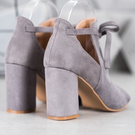 Bottines VINCEZA à bout ouvert et nouées gris 1