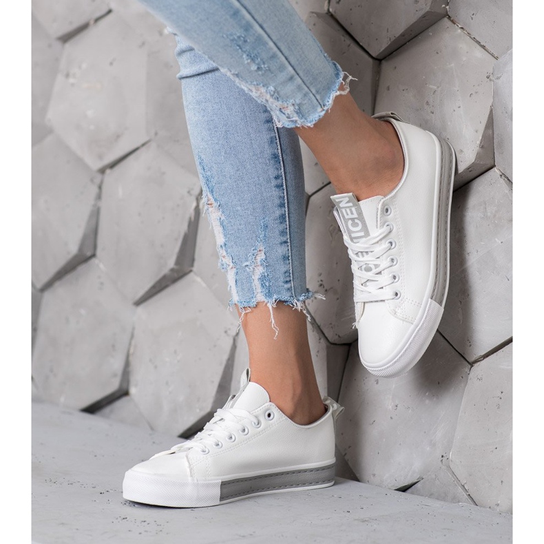 SHELOVET Baskets Avec Eco Cuir Nice blanche 1 SHELOVET Baskets Avec Eco Cuir Nice blanche 1