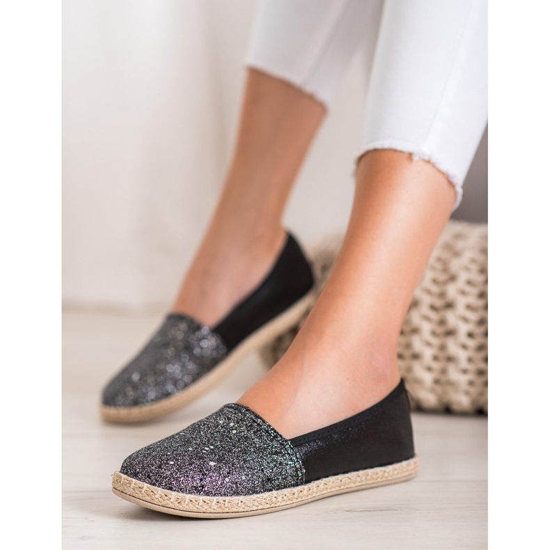SHELOVET Slipons brillants le noir gris 2