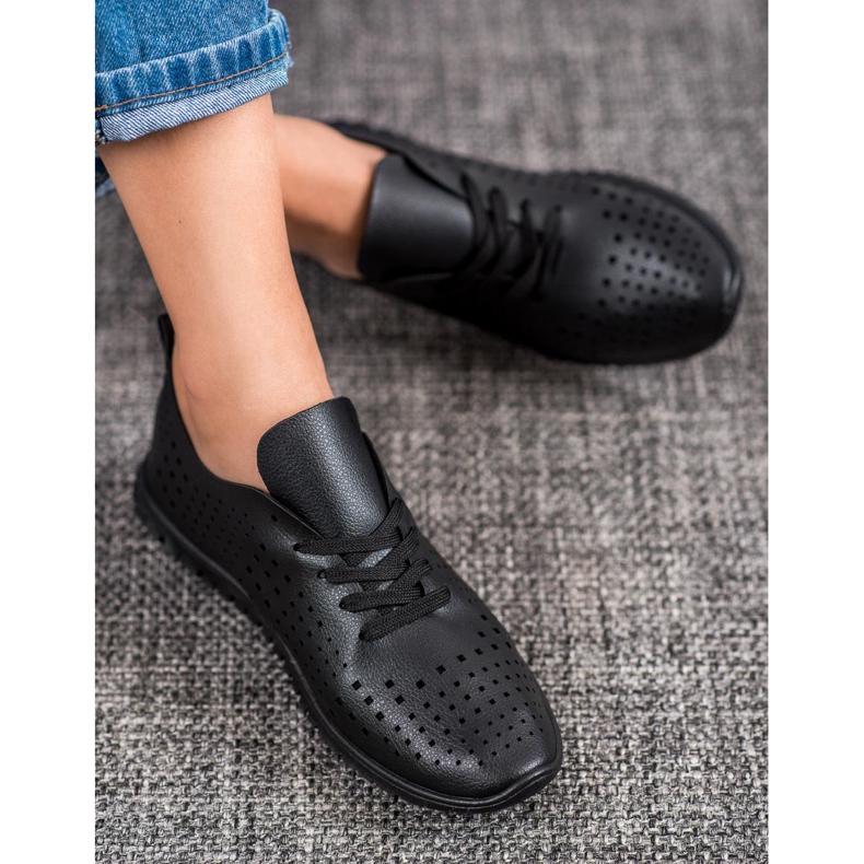 Camo Baskets ajourées avec cuir écologique noir 2