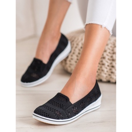 SHELOVET Ballerines ajourées noir 1