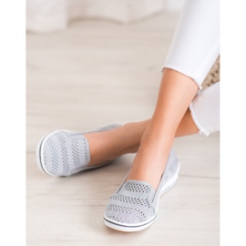 SHELOVET Ballerines ajourées gris 1