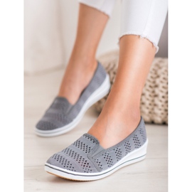 SHELOVET Ballerines ajourées gris 1