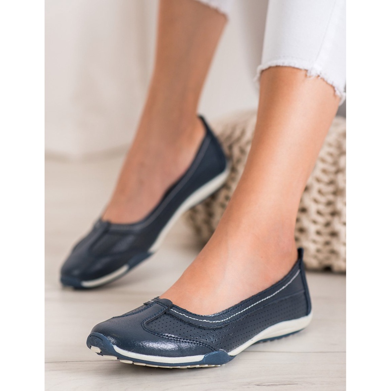 M.Daszyński Ballerine de sport en cuir bleu 2