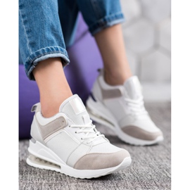 Weide Baskets compensées à la mode blanche gris 1
