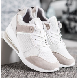 Weide Baskets compensées à la mode blanche gris 5