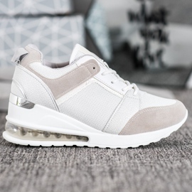 Weide Baskets compensées à la mode blanche gris 3
