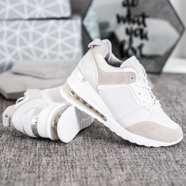 Weide Baskets compensées à la mode blanche gris 4