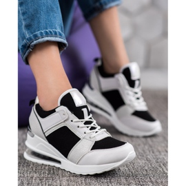 Weide Baskets compensées à la mode blanche le noir 5