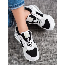 Weide Baskets compensées à la mode blanche le noir 1