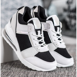 Weide Baskets compensées à la mode blanche le noir 2