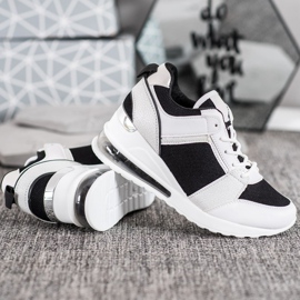 Weide Baskets compensées à la mode blanche le noir 3