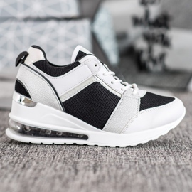 Weide Baskets compensées à la mode blanche le noir 4