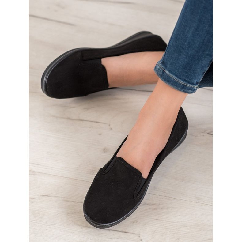 SHELOVET Slipons en daim noir 1