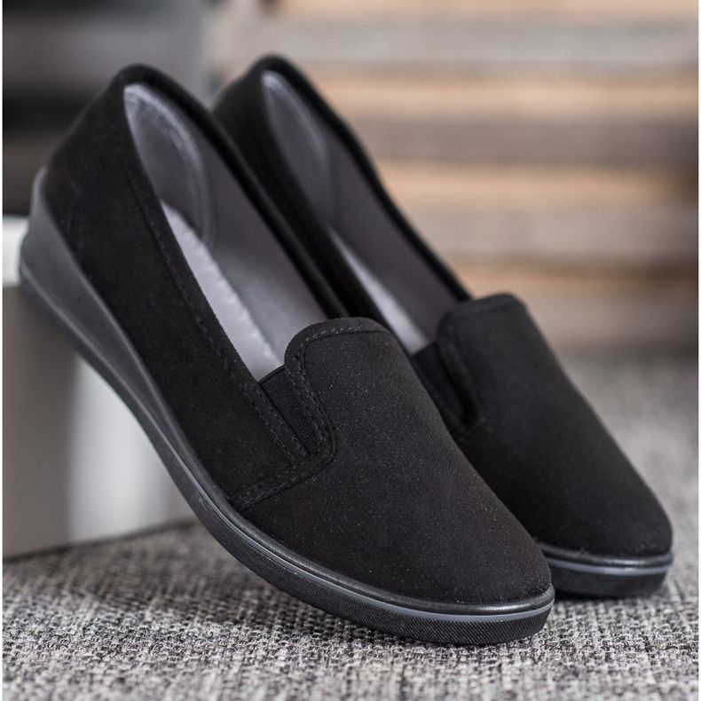 SHELOVET Slipons en daim le noir 2