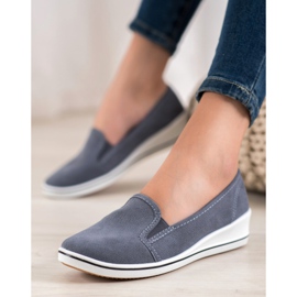 SHELOVET Slipons en daim bleu 4