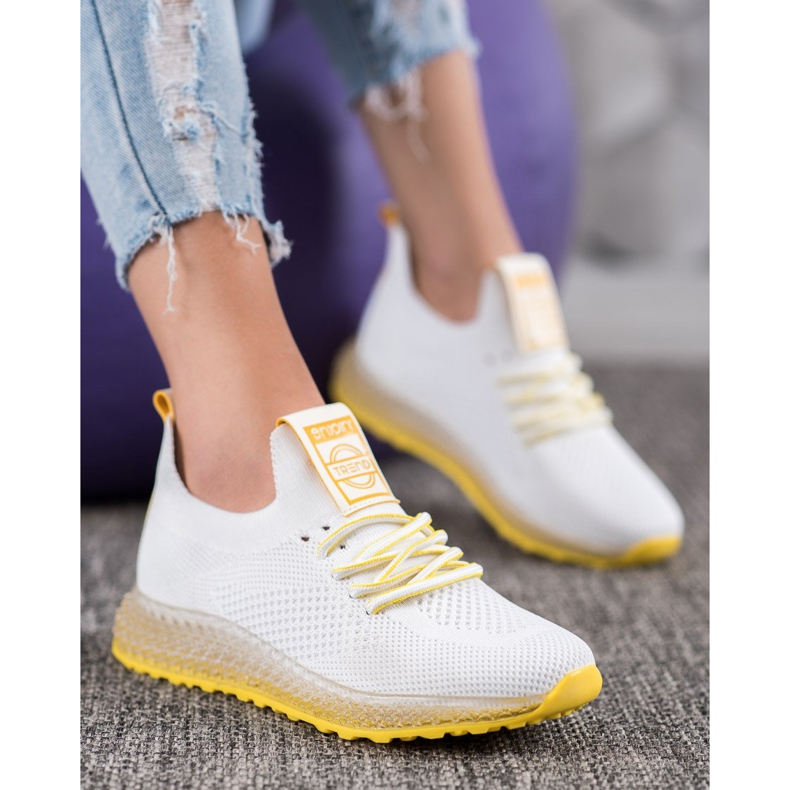 SHELOVET Baskets à semelle jaune blanc 1
