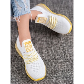 SHELOVET Baskets à semelle jaune blanc 2