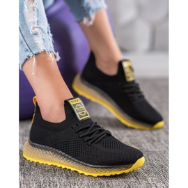 SHELOVET Baskets à semelle jaune le noir 1