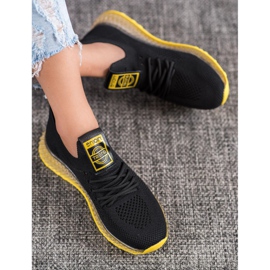 SHELOVET Baskets à semelle jaune le noir 4