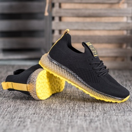 SHELOVET Baskets à semelle jaune le noir 2