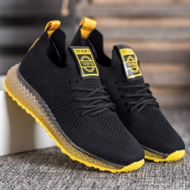 SHELOVET Baskets à semelle jaune le noir 3