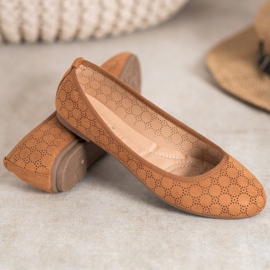 Fama Ballerines ajourées brun 3