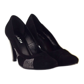 Edeo Pompes en cuir noir avec du fil d'argent le noir 5