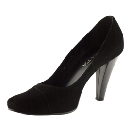 Edeo Pompes en cuir noir avec du fil d'argent le noir 2