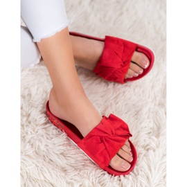 SHELOVET Pantoufles En Daim Avec Oxyde De Zirconium rouge 1