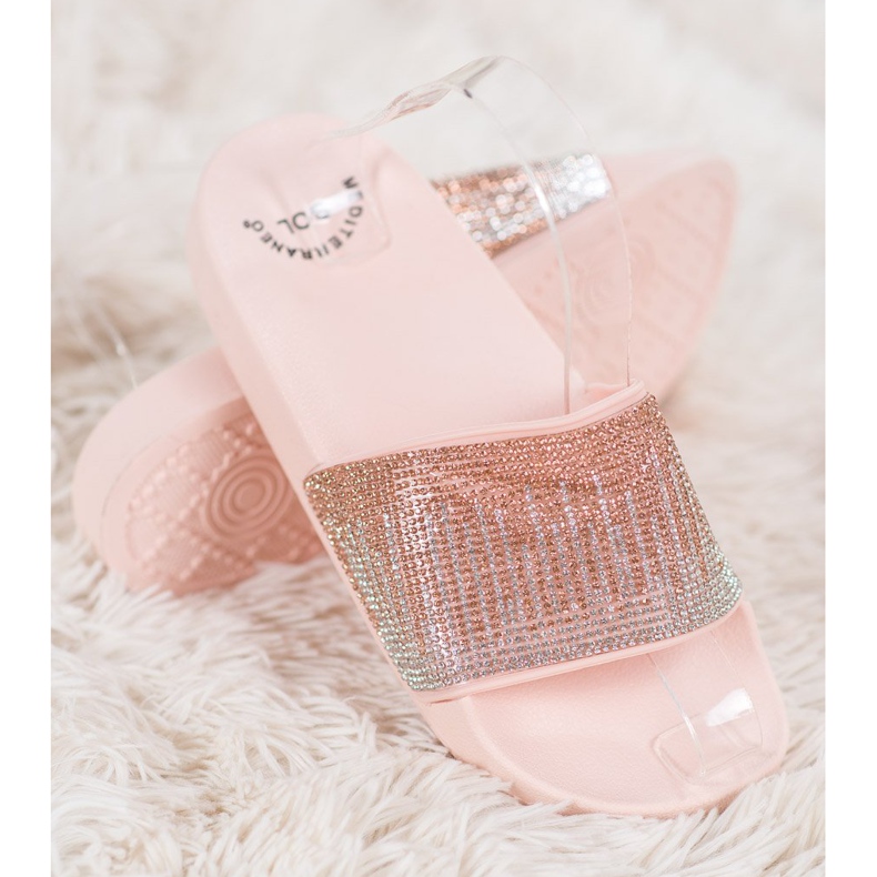 SHELOVET Pantoufles confortables avec zircone cubique rose 1 SHELOVET Pantoufles confortables avec zircone cubique rose 1