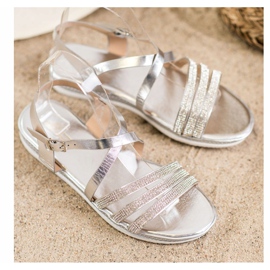 SHELOVET Sandales argentées confortables gris 2 SHELOVET Sandales argentées confortables gris 2