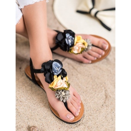 Ch. Creation Sandales à fleurs noir 1