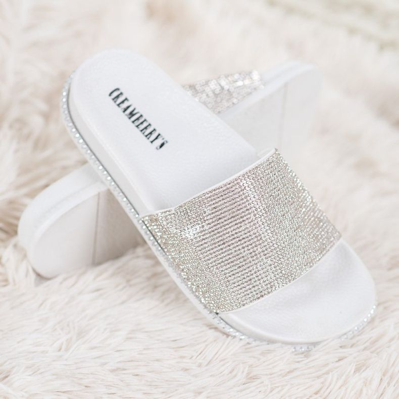 Creamberry'S Chaussons Blancs Avec Cristaux 1