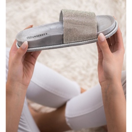 Creamberry'S Pantoufles En Argent Avec Cristaux gris 1 Creamberry'S Pantoufles En Argent Avec Cristaux gris 1