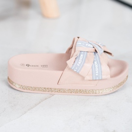 Queen Vivi Pantoufles De Mode Beiges 2