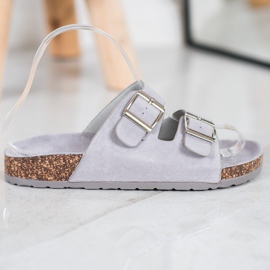 Queentina Pantoufles confortables avec boucle gris 2