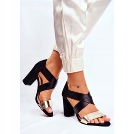 EVE Sandales Femme Daim Slip On Noir Or Varina jaune 1