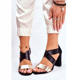 EVE Sandales Femme Daim Slip On Noir Or Varina le noir jaune 3