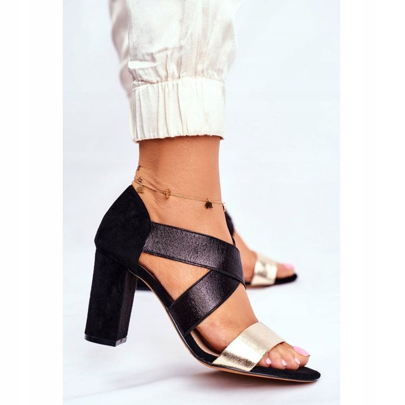 EVE Sandales Femme Daim Slip On Noir Or Varina le noir jaune 2