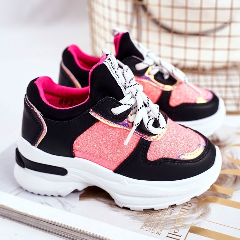 FRROCK Chaussures de sport noires Matylda pour enfants avec paillettes multicolore 2