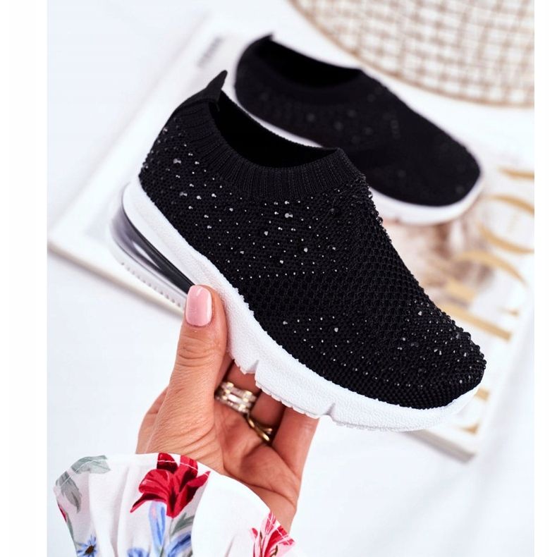 FRROCK Chaussures de sport Linda noires pour enfants avec zircone cubique le noir 2