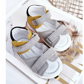 Bartek S.A. Sandales préventives Mini First Steps pour enfants Bartek W-71266 gris jaune 3