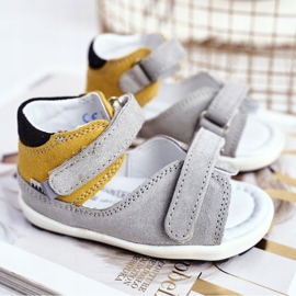 Bartek S.A. Sandales préventives Mini First Steps pour enfants Bartek W-71266 gris jaune 1