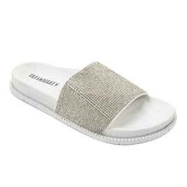 Chaussons brillants blancs RL216 gris 1