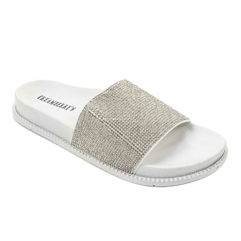 Chaussons brillants blancs RL216 blanche gris 1