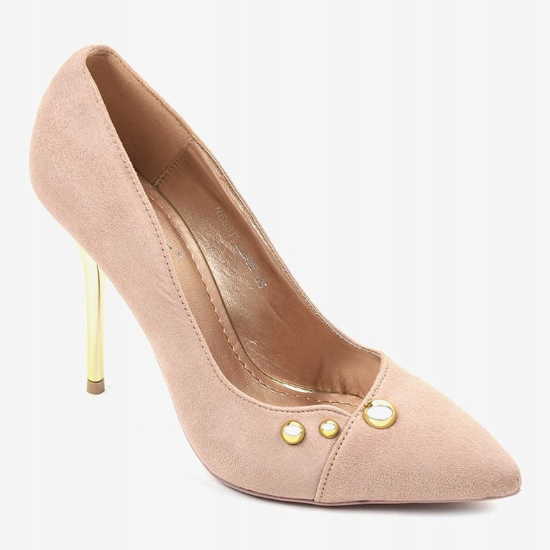 Escarpins beiges classiques avec clous NE05P 1